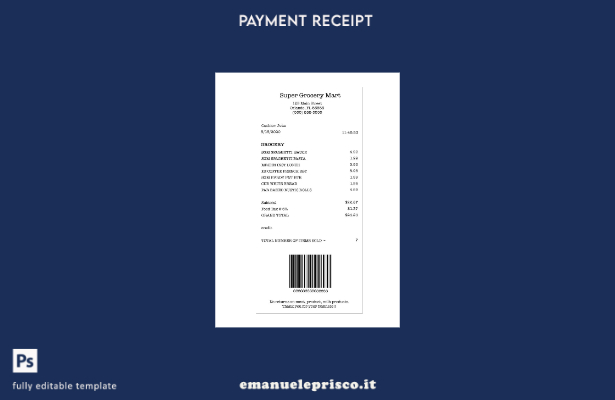 modello di controllo di pagamento Super Grocery Mart in stile verificato